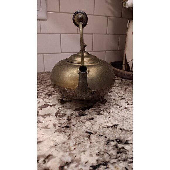 Antique Teapot Very Good Condition W/Gorgeous Handle Unpolished Natural Patina - Picture 4 of 16
